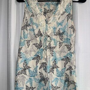 Floral Sleeveless Top with Lace Detail medium women’s butterflies y2k